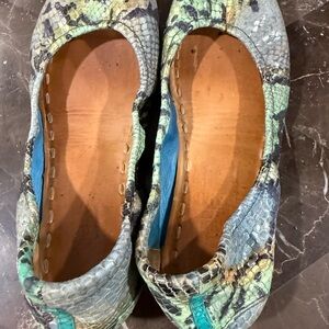 Tieks azure blue Snakeskin Ballet Flats
